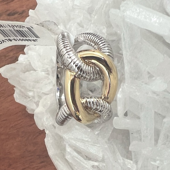 NWT Judith Ripka Fine Jewelry Interlocking Eternity Ring with 18K Gold - 6 - Picture 4 of 15